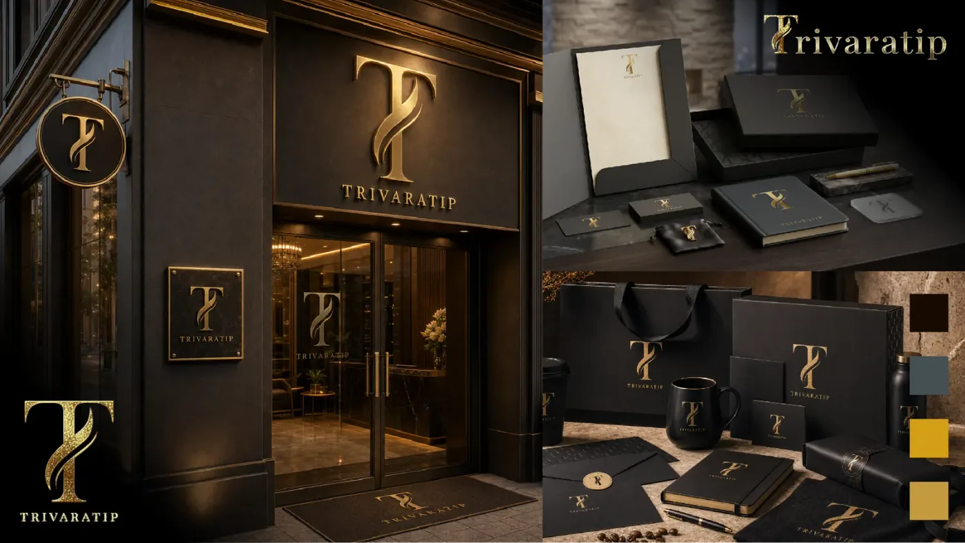 ภาพรวมงานออกแบบโลโก้และอัตลักษณ์แบรนด์ TRIVARATIP