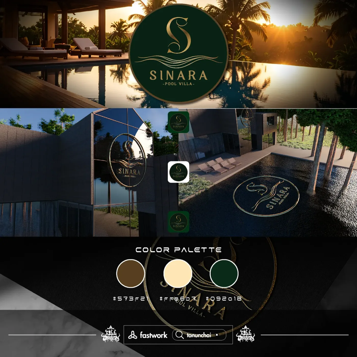 Sinara Pool Villa Logo & Brand Identity Luxury for Hospitality — TILL Design