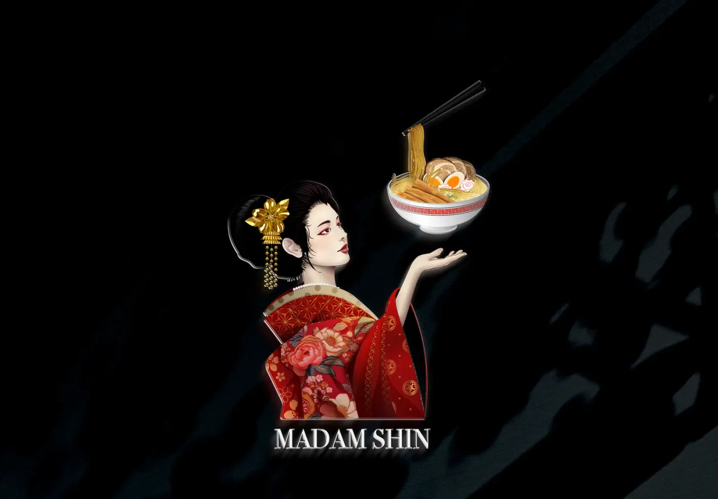 Application of the Madam Shin Ramen brand identity