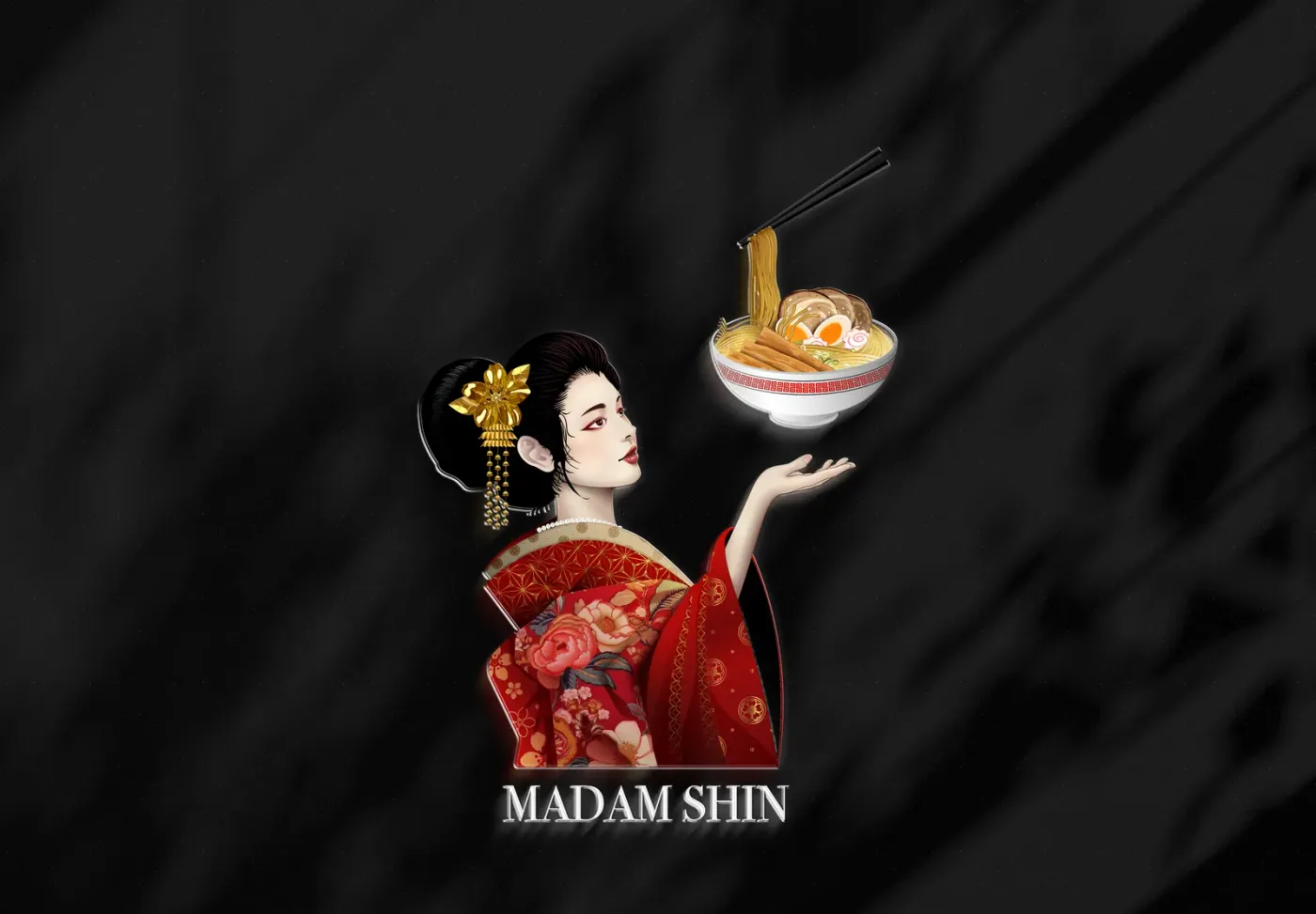 Application of the Madam Shin Ramen brand identity