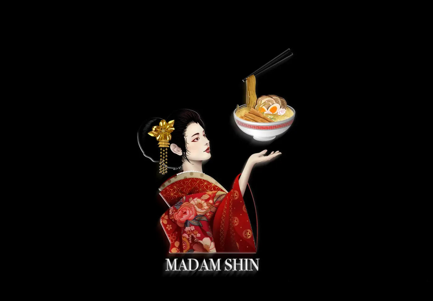 Application of the Madam Shin Ramen brand identity