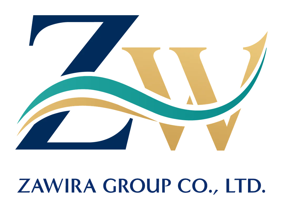 Logo mark ของ ZAWIRA บนพื้นสว่าง