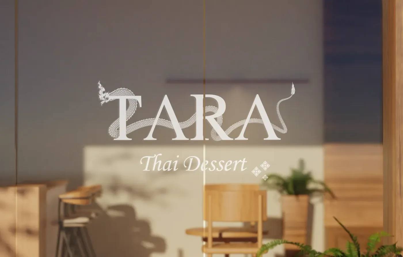 Application of the TARA Thai Dessert brand identity