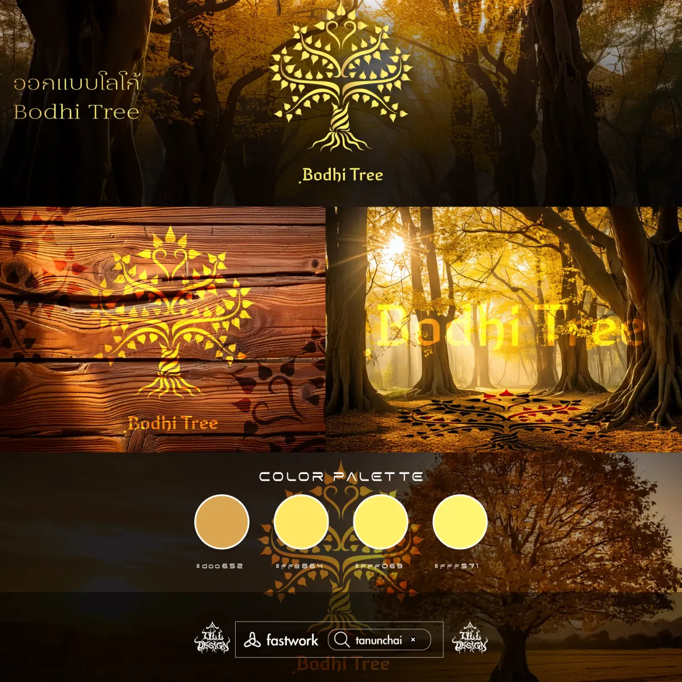 ภาพรวมงานออกแบบโลโก้และอัตลักษณ์แบรนด์ Bodhi Tree