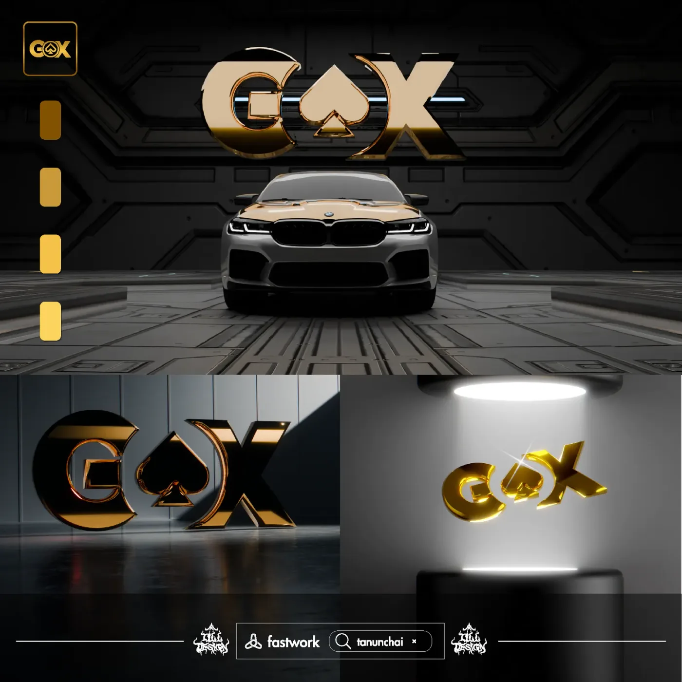 ภาพรวมงานออกแบบโลโก้และอัตลักษณ์แบรนด์ Gox